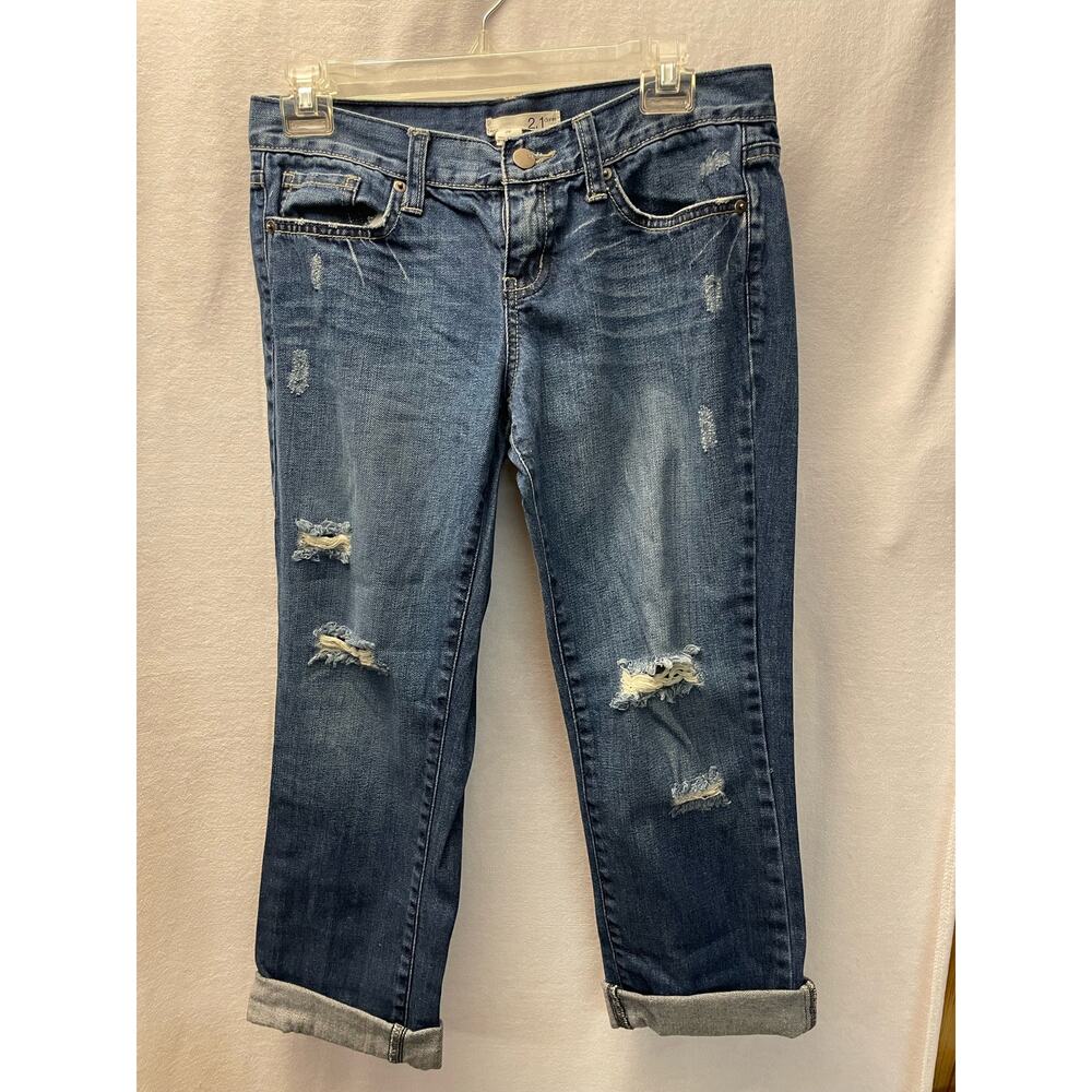 2.1 Denim blue jeans ankle size 26‎ women distressed